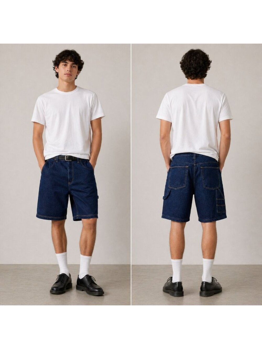 Foot Locker Y2K Denim Carpenter Shorts Dark Wash‎ Normcore Streetwear Mens 36